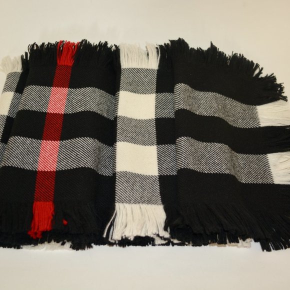NWT BURBERRY HALF MEGA FASHION CHECK WOOL FRINGE SCARF - Picture 6 of 11